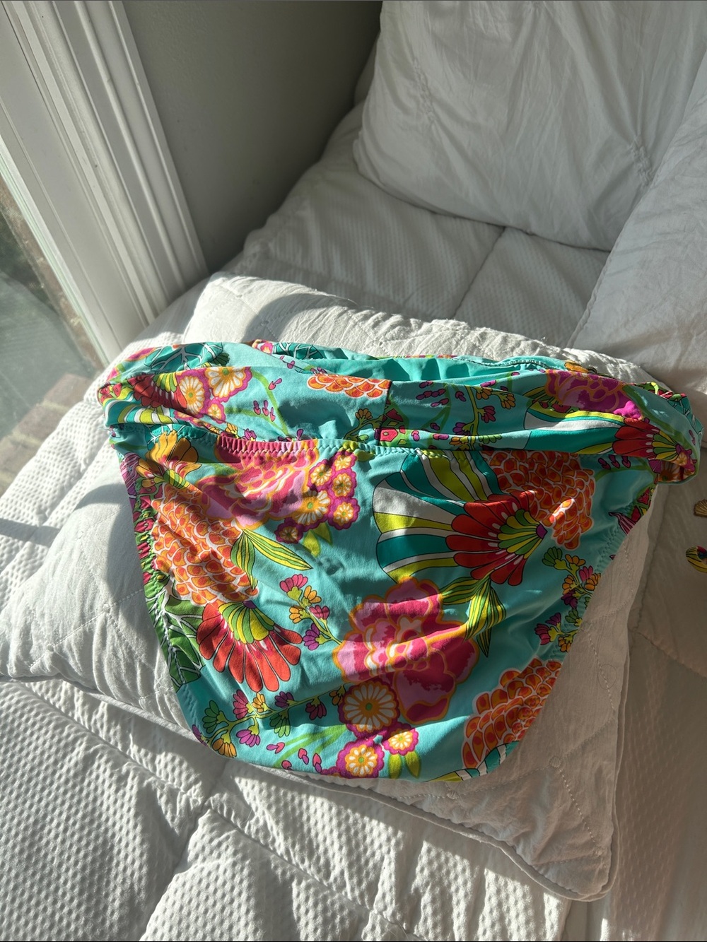 Trina Turk Turquoise Floral Halter Tankini Top with Orange and Pink Accents - Picture 8 of 8